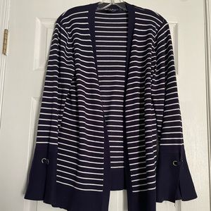 Cable and Gauge Navy and White stripped sweater.  Size Large
